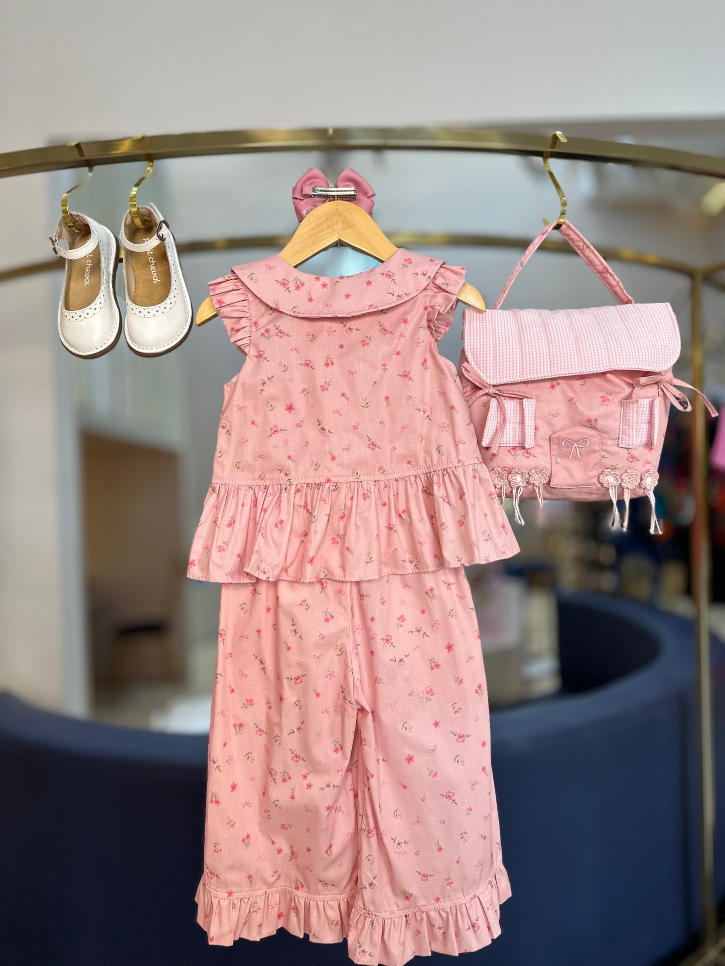 Conjunto Infantil Blusa Peplum e Calça Pantacourt Mini Flores - Pituchinhus