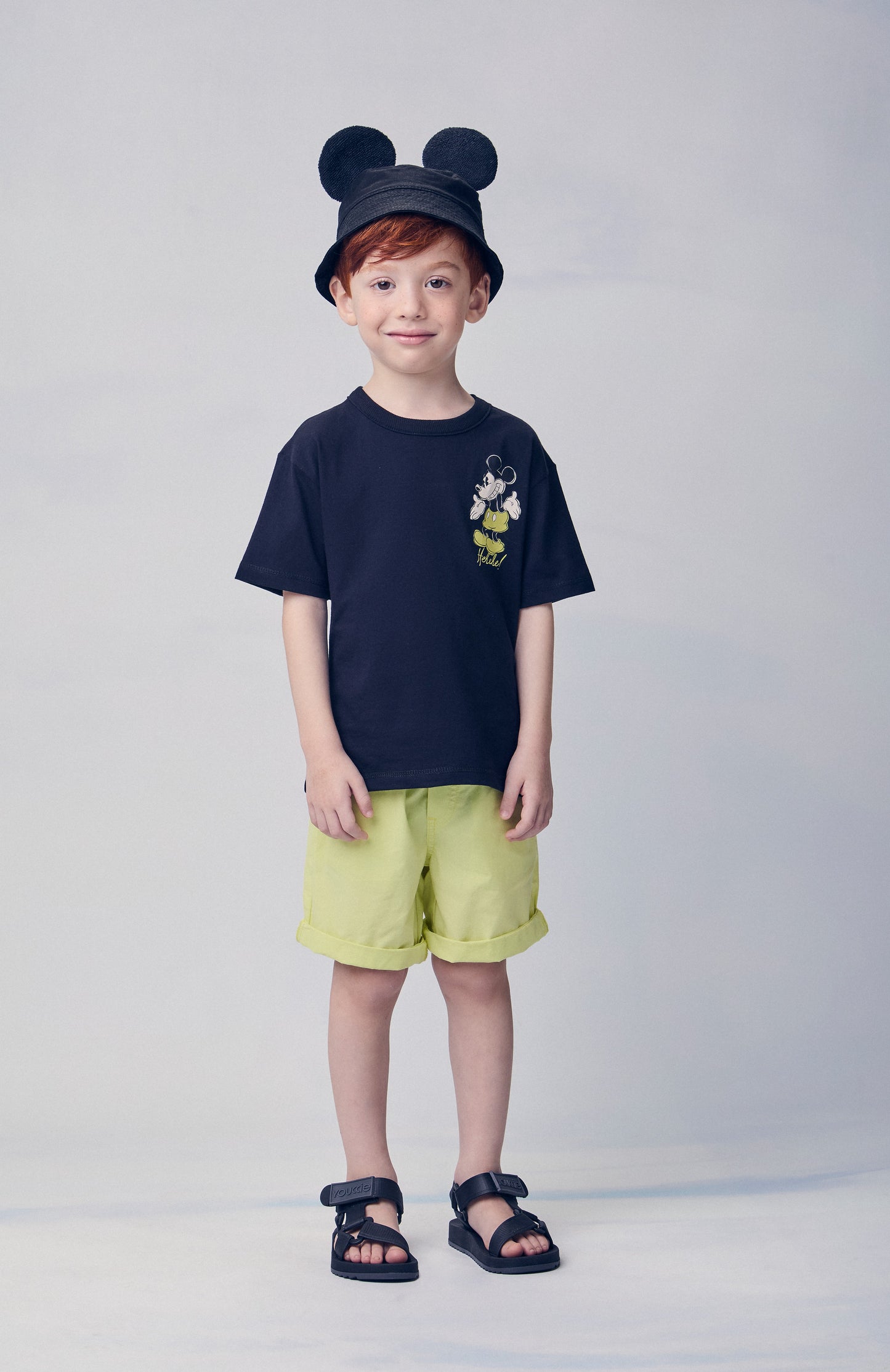 Conjunto Infantil T-Shirt Mickey e Bermuda Verde Melão - Youccie