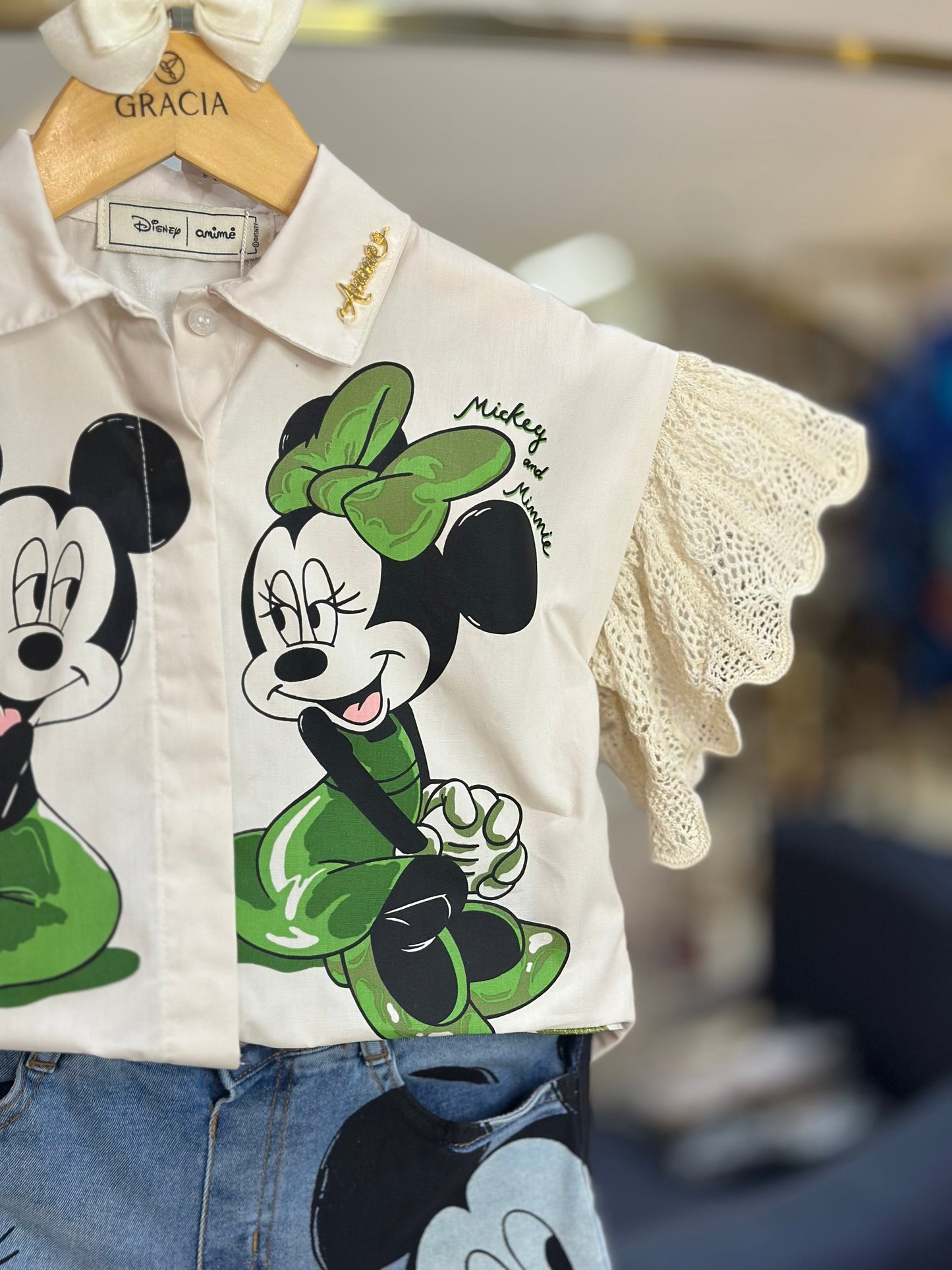 Conjunto Infantil Camisa Disney Tricot & Shorts Minnie & Mickey - Animê