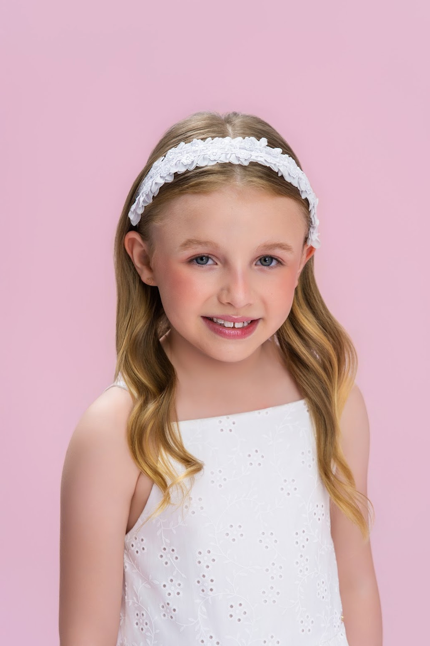 Tiara Infantil Bordado Paetês Rosa - Petit Cherie