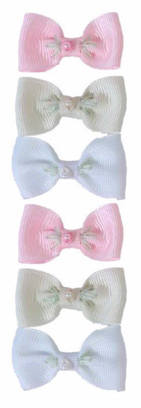 Laços Bebê Bordado 3 Pares Rosa, Amarelo e Branco - Roana