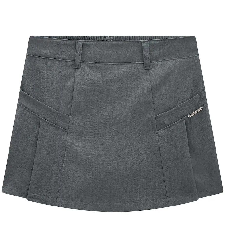 Short Saia Infantil Alfaiatria Cinza - Vic Vick