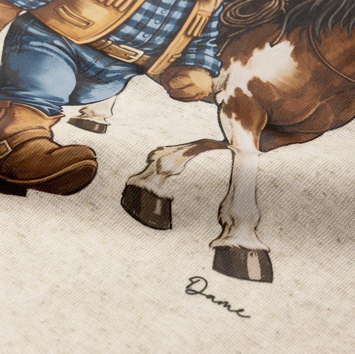 Camiseta Infantil Bege com Estampa de Urso Cowboy e Cavalo – Dame