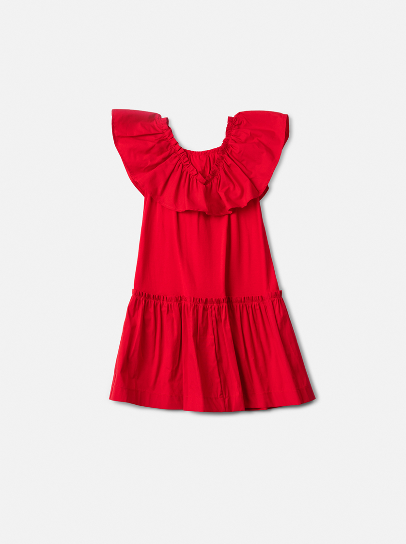Vestido Infantil Vermelho com Babados e Laço Frontal - Animê