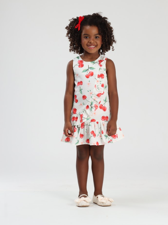 Vestido Infantil Trapézio Cerejinha - Luluzinha
