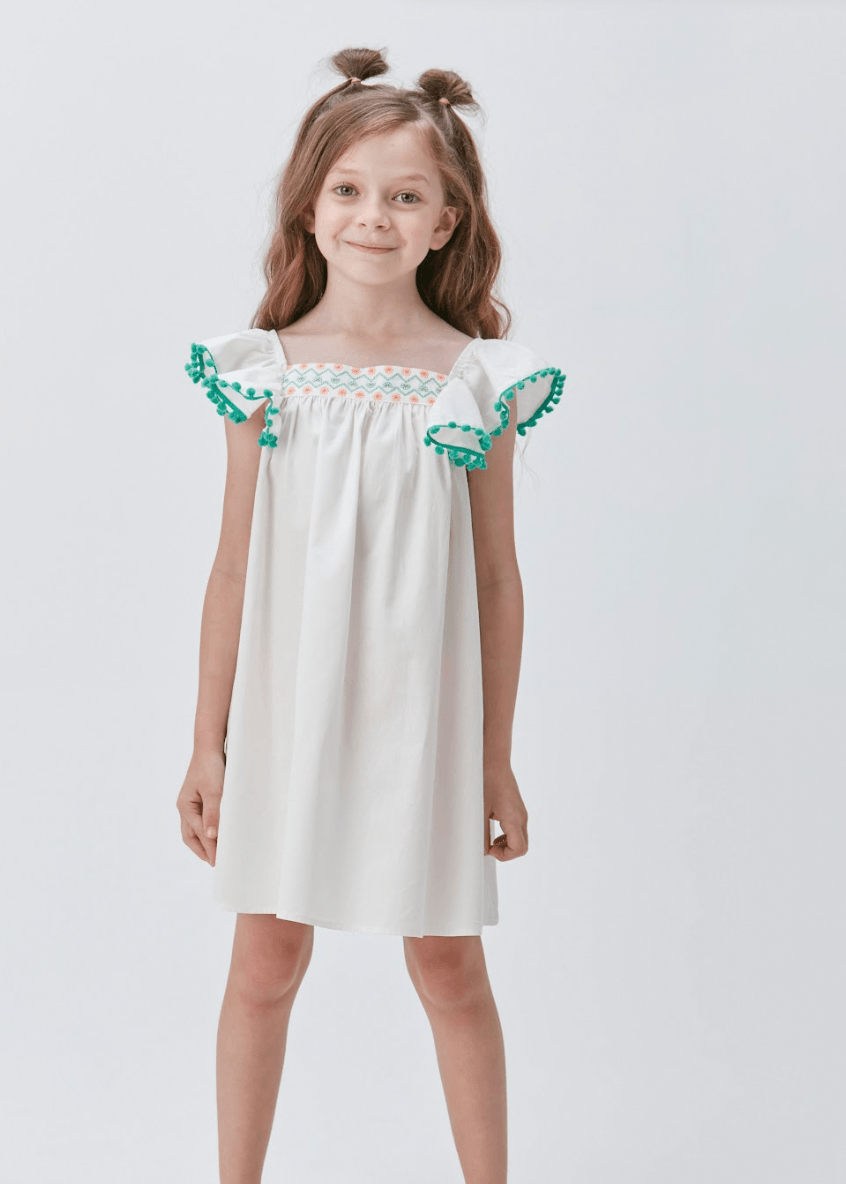 Vestido Algodão Detalhe na Manga e Bordado - Beabá - Gracia