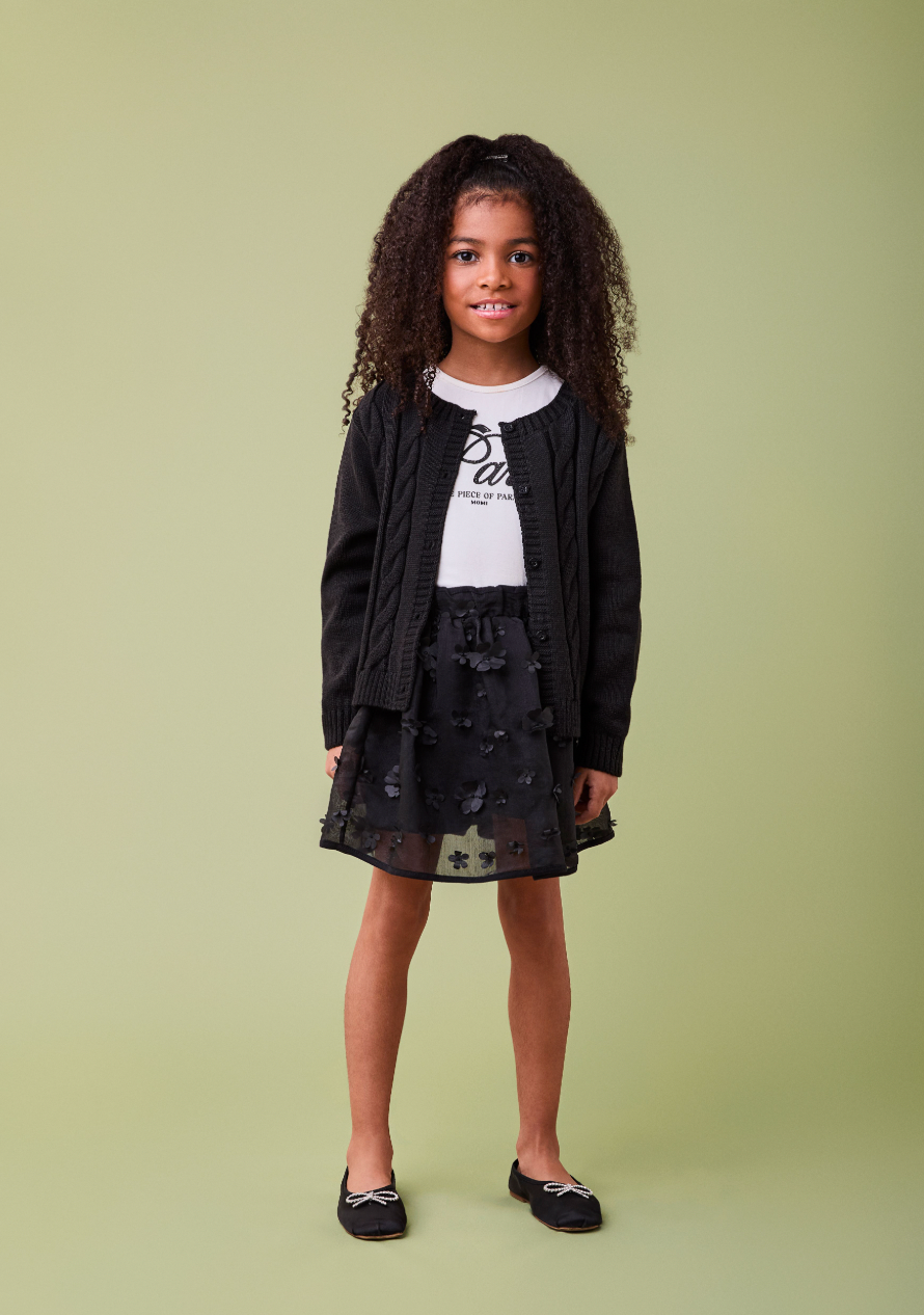 Conjunto Infantil Paris Blusa e Saia Tule Flores - Momi