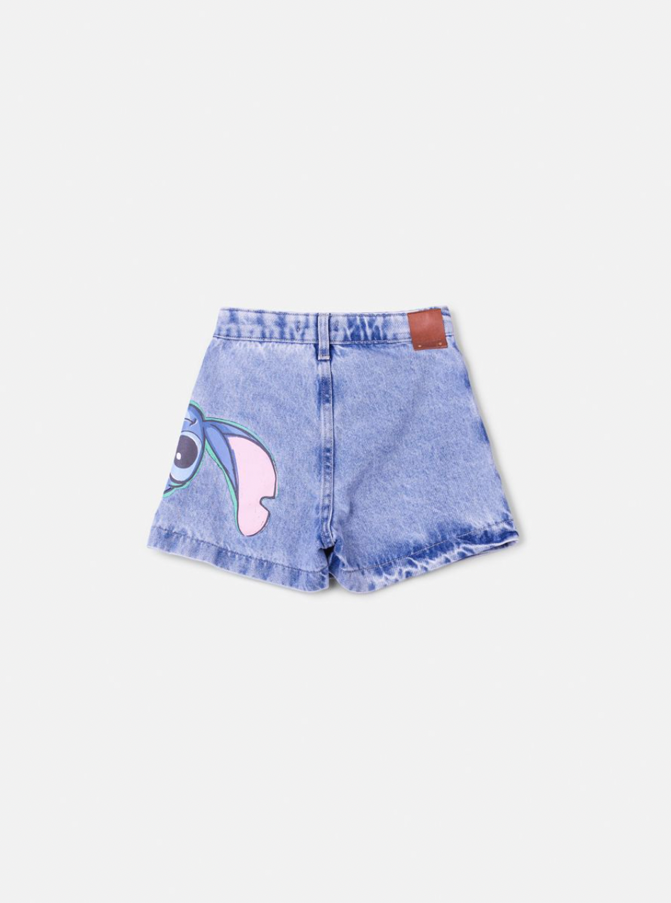 Conjunto Infantil Stitch Tshirt e Shorts-saia Jeans - Animê