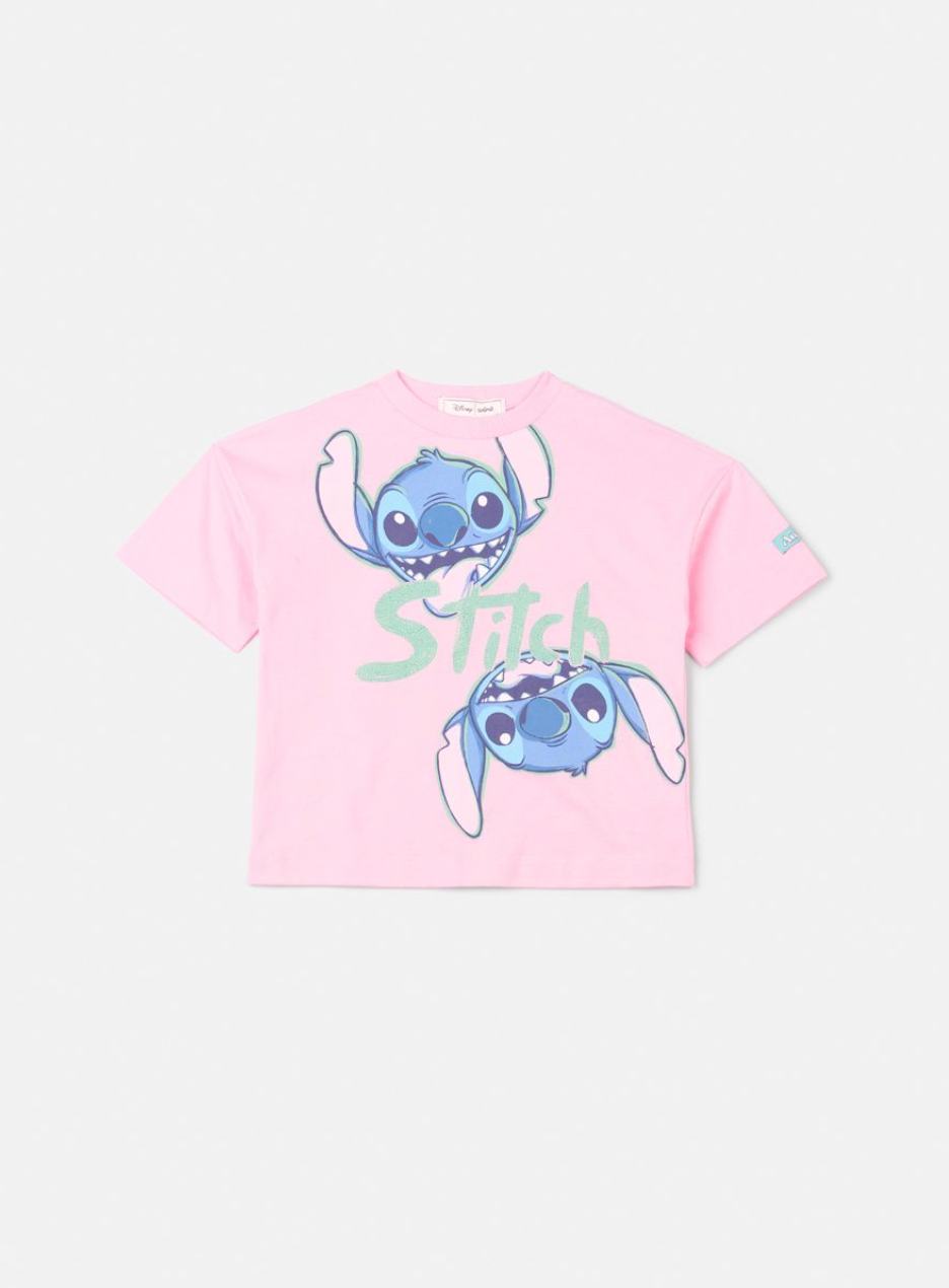 Conjunto Infantil Stitch Tshirt e Shorts-saia Jeans - Animê