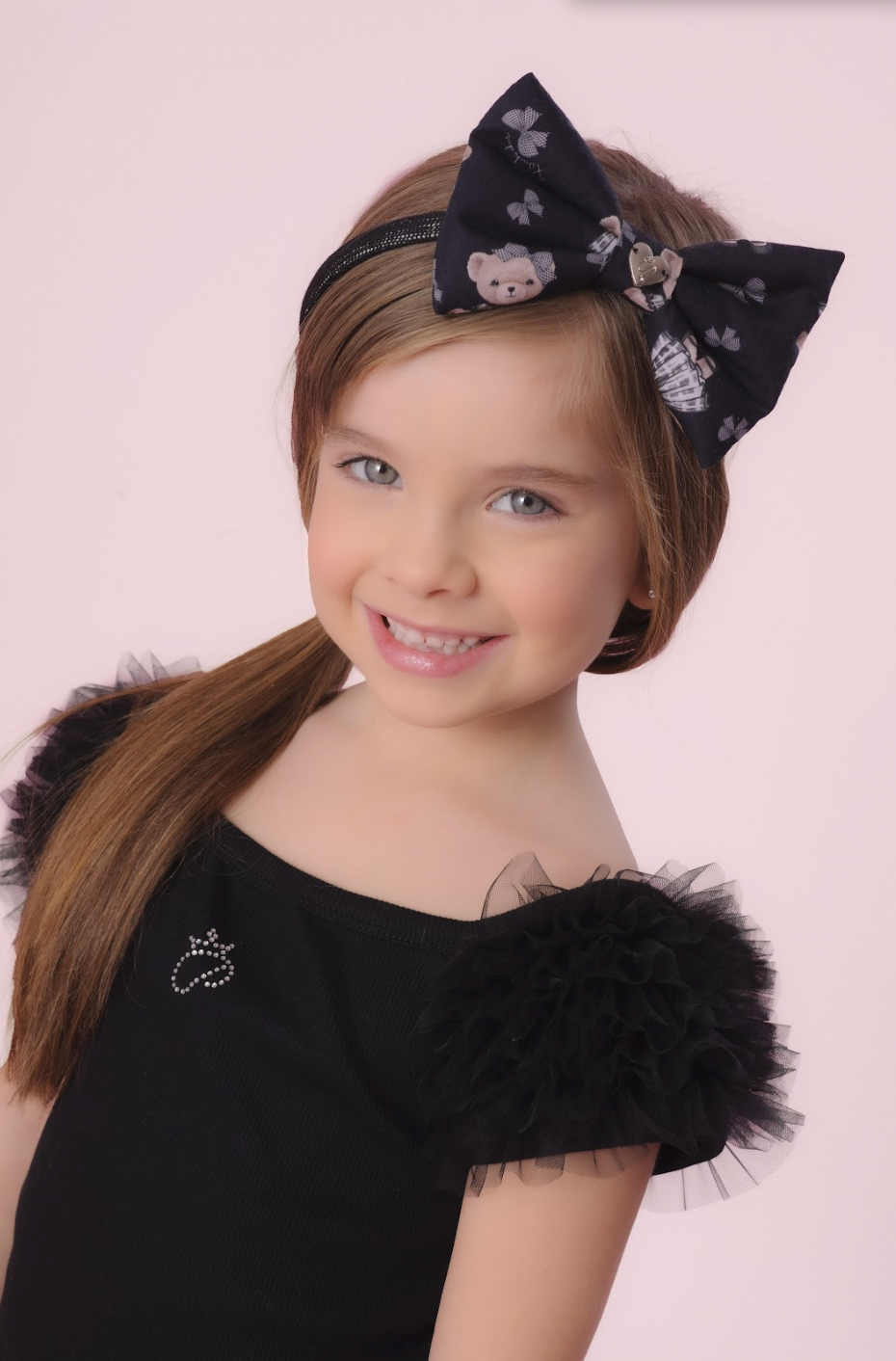 Conjunto Infantil Blusa Ombro a Ombro e Saia Midi Ursinhas e Laços Xadrez - Pituchinhus PRÉ-VENDA
