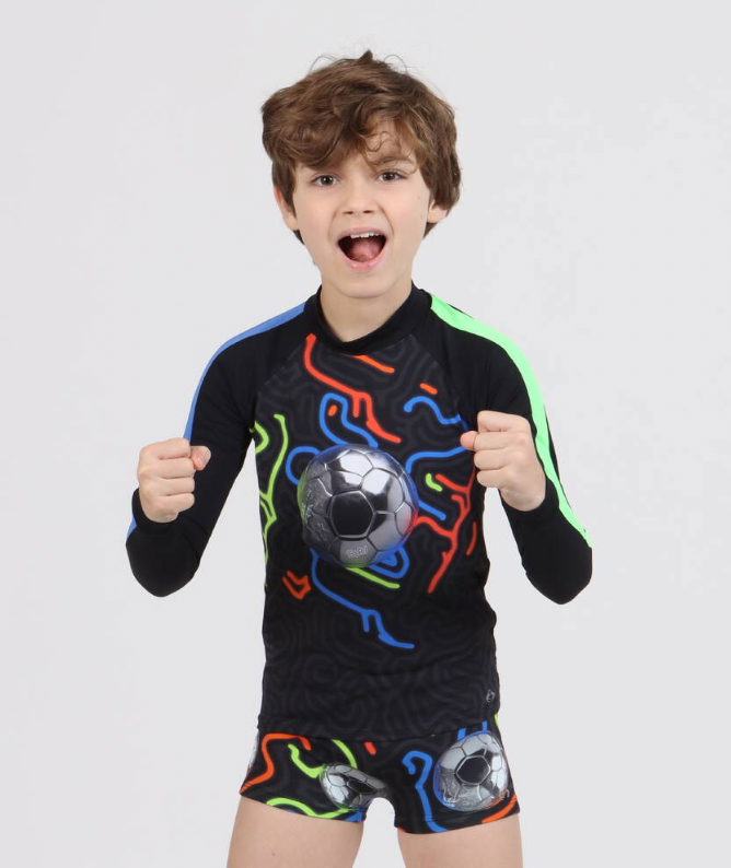 Conjunto Infantil Blusa Proteção UV e Sunga Igor Futebol Neon - Siri Kids