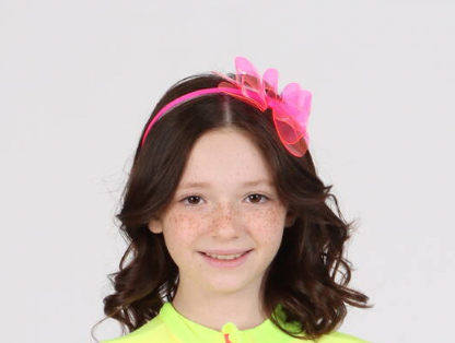 Arquinho Borboleta Neon Rosa Fluor - Siri Kids
