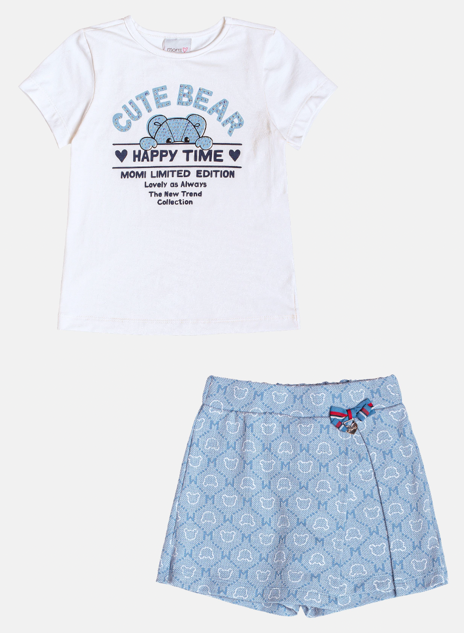 Conjunto Infantil Cute Bear Blusa MC e Shorts - Momi