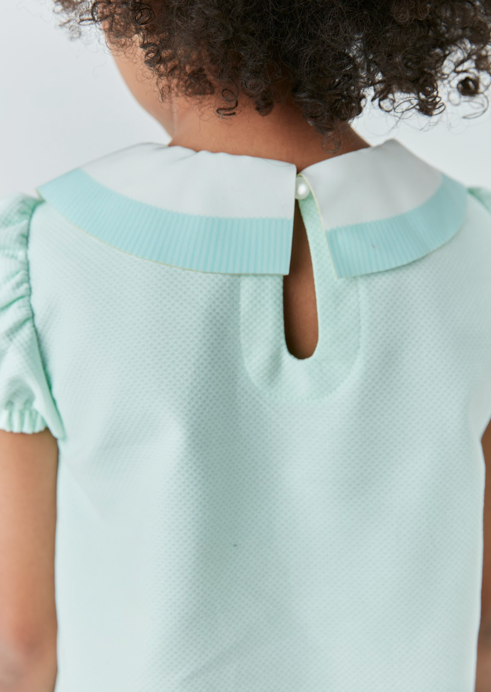Vestido Infantil Piquet de Algodão Gola Laço Verde - Beabá