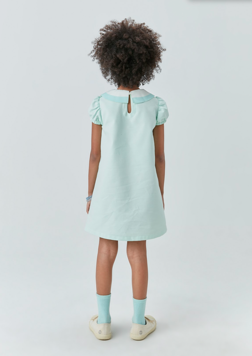Vestido Infantil Piquet de Algodão Gola Laço Verde - Beabá