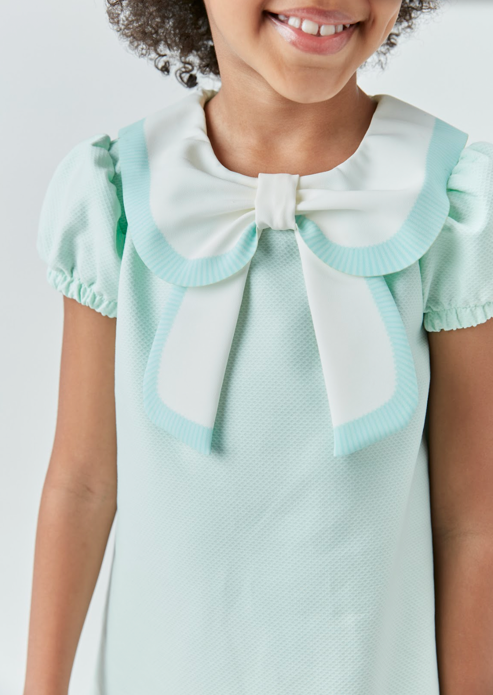 Vestido Infantil Piquet de Algodão Gola Laço Verde - Beabá