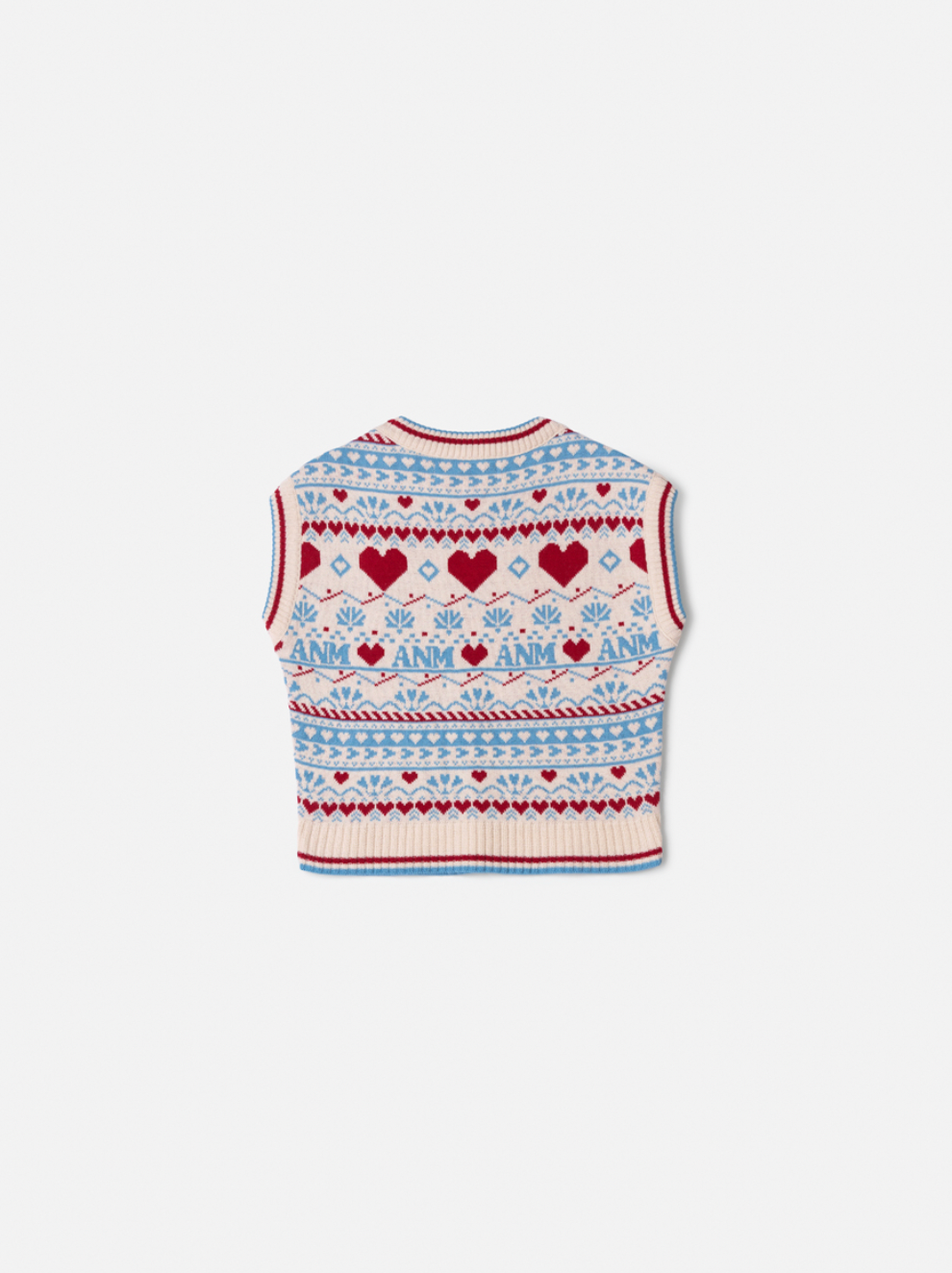 Conjunto Infantil Conceito Colete Tricot Corações e Shorts-saia Jeans Cós Bordado - Animê PRÉ-VENDA