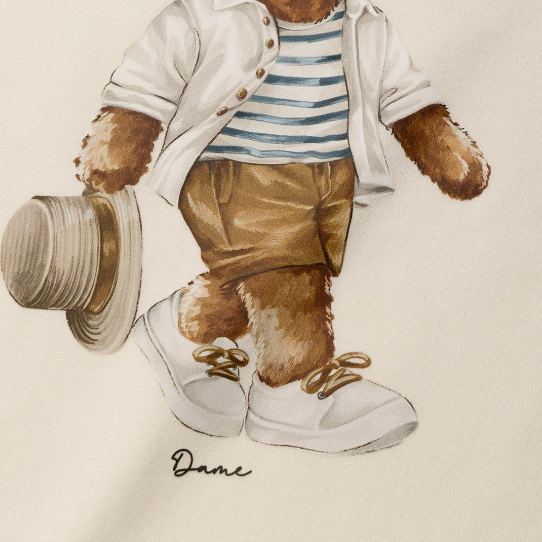 Camiseta Infantil Algodão Off White Teddy Chapéu - Dame