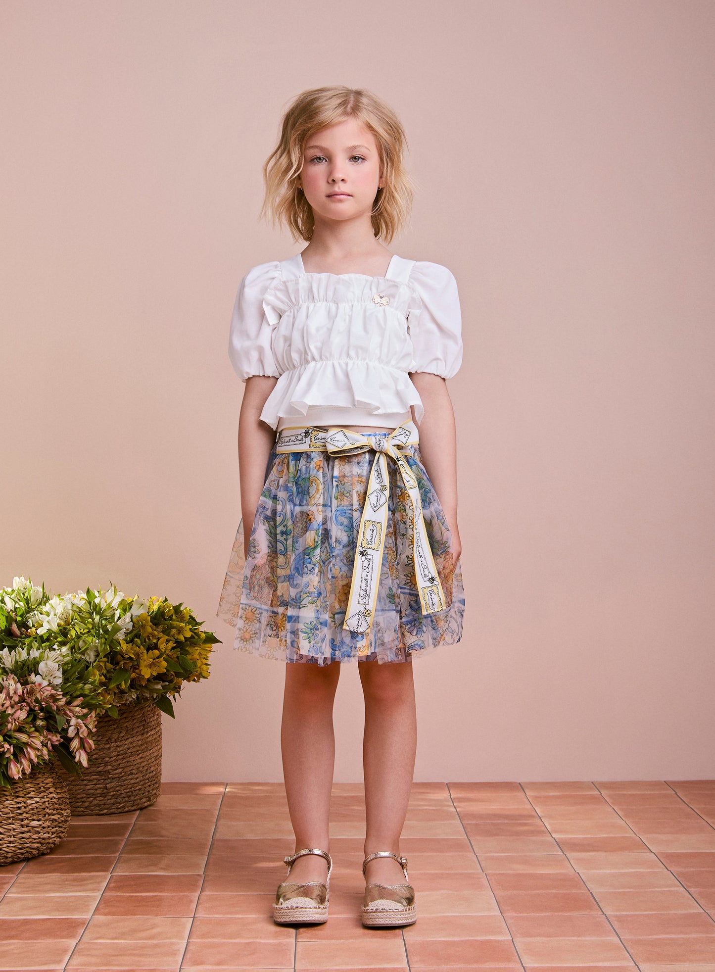 Conjunto Infantil Blusa Babados e Saia Tule Abelhinhas - Animê