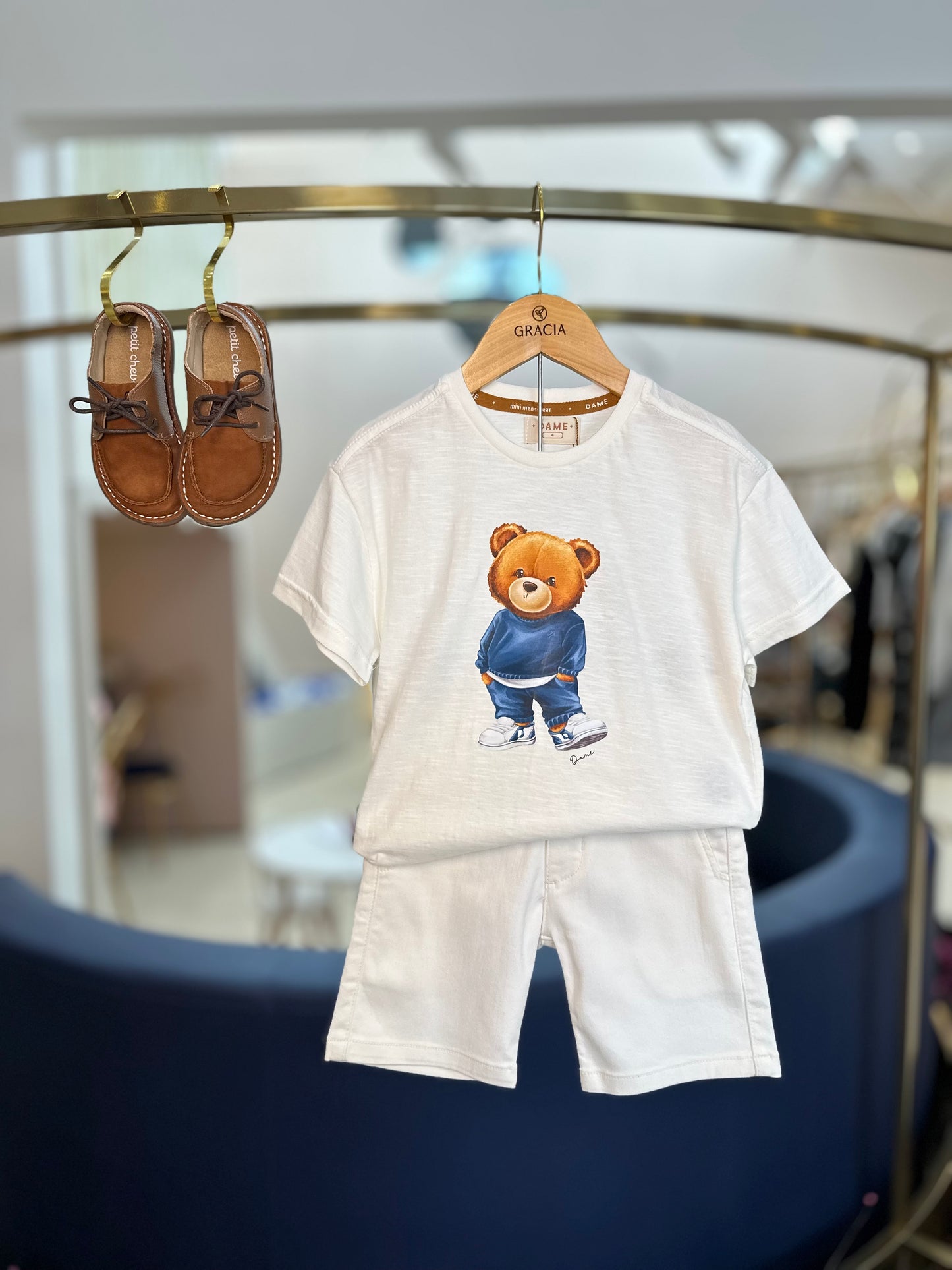 Camiseta Infantil Tedy Hoodie Off White - Dame