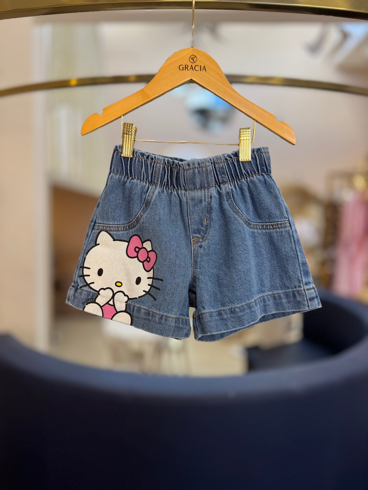Shorts Jeans Infantil Hello Kitty - Momi