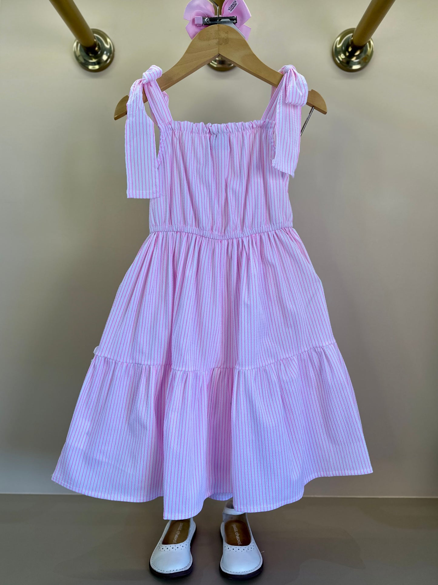 Vestido Infantil Anarruga Bordado Flores - Momi