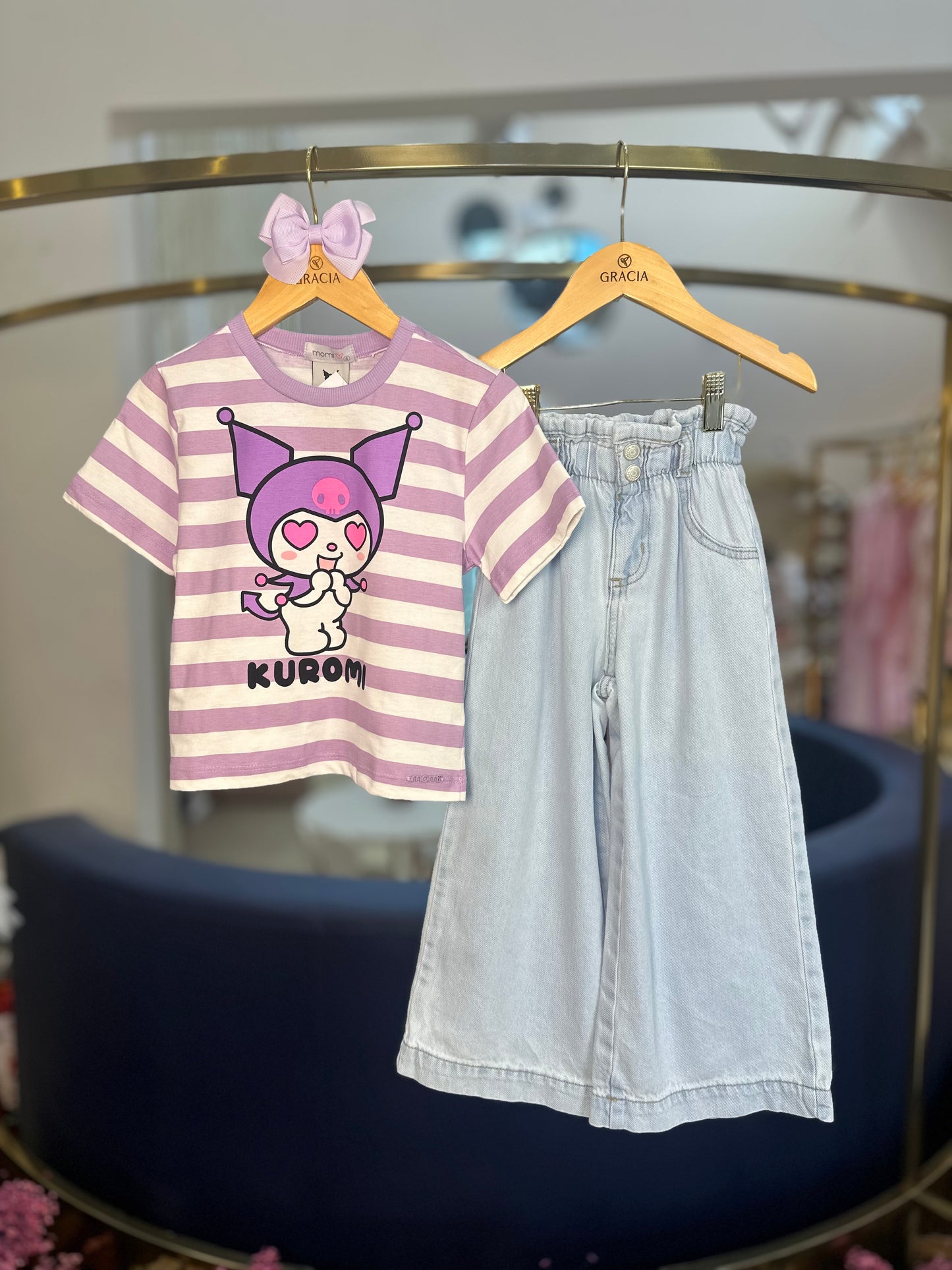Blusa Infantil Kuromi Listrada Lilás - Momi
