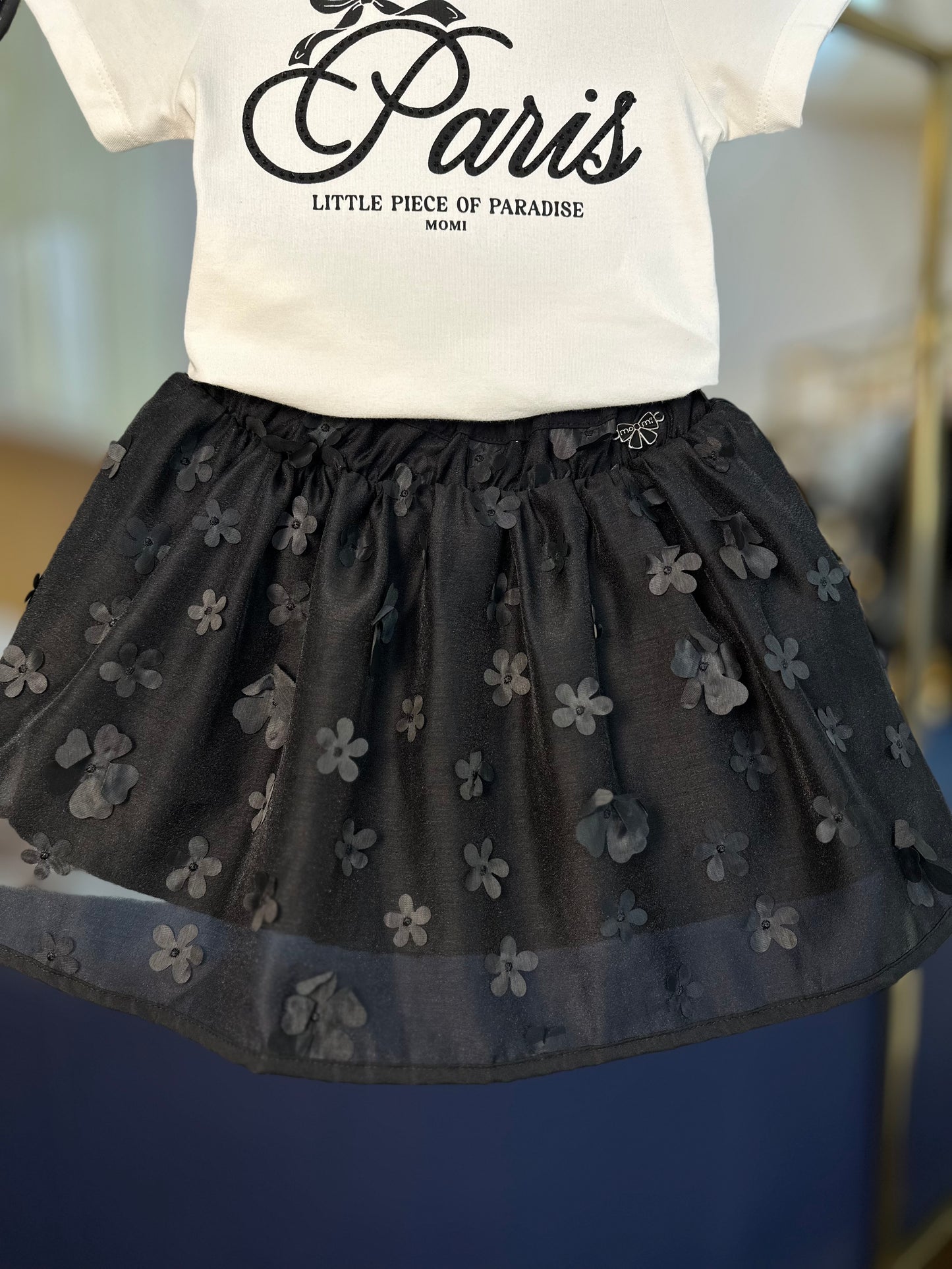 Conjunto Infantil Paris Blusa e Saia Tule Flores - Momi