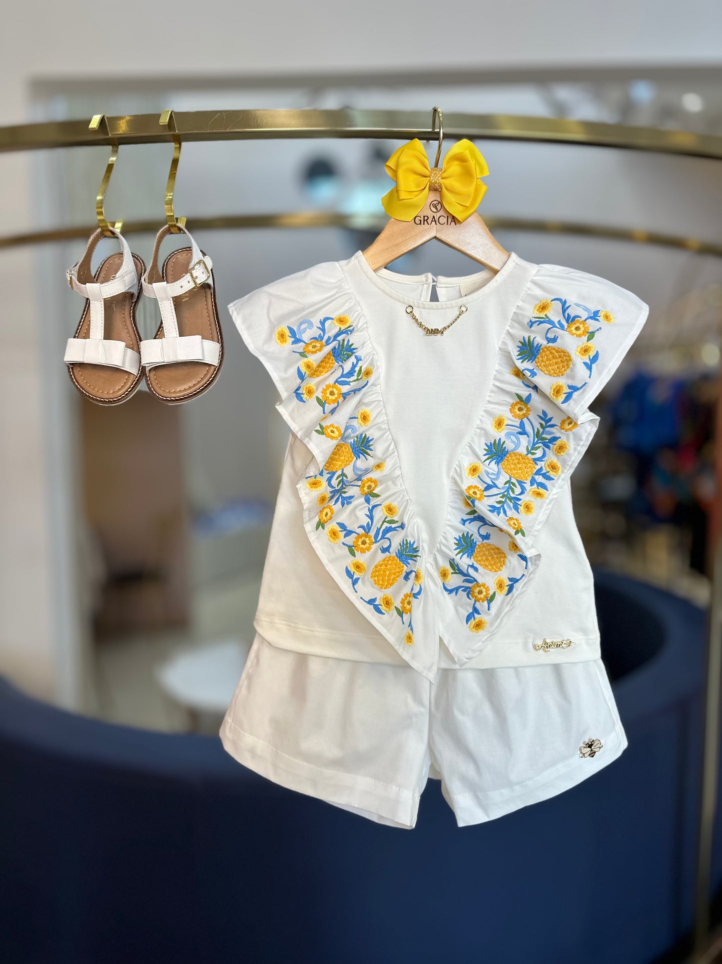 Conjunto Infantil Conceito Abacaxi Blusa e Shorts - Animê
