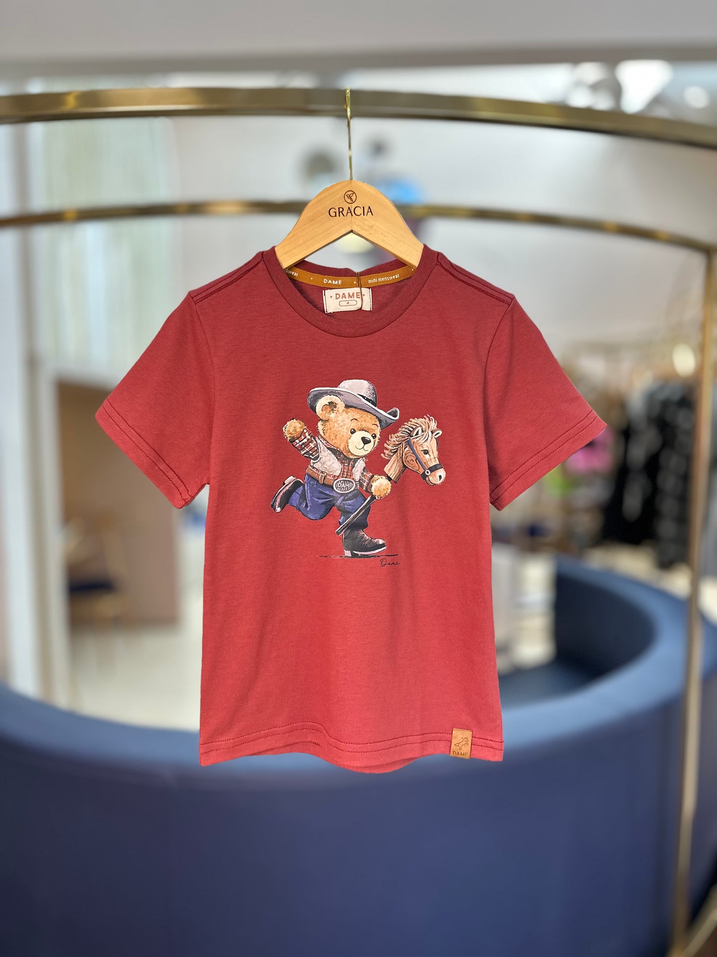 Camiseta Infantil Tedy Boiadeiro Vinho - Dame