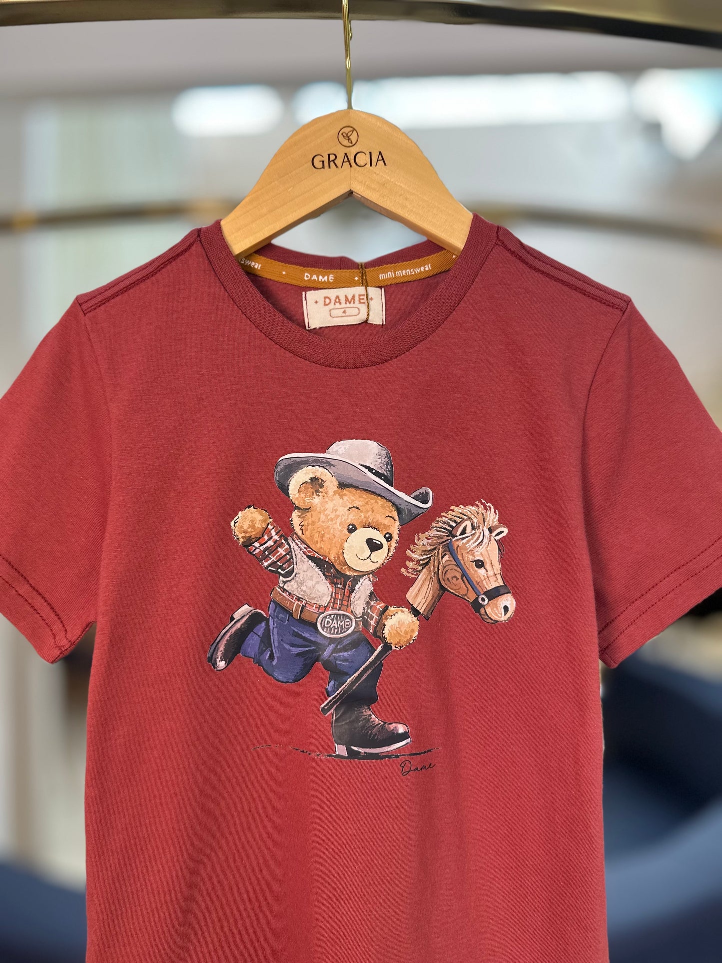 Camiseta Infantil Tedy Boiadeiro Vinho - Dame