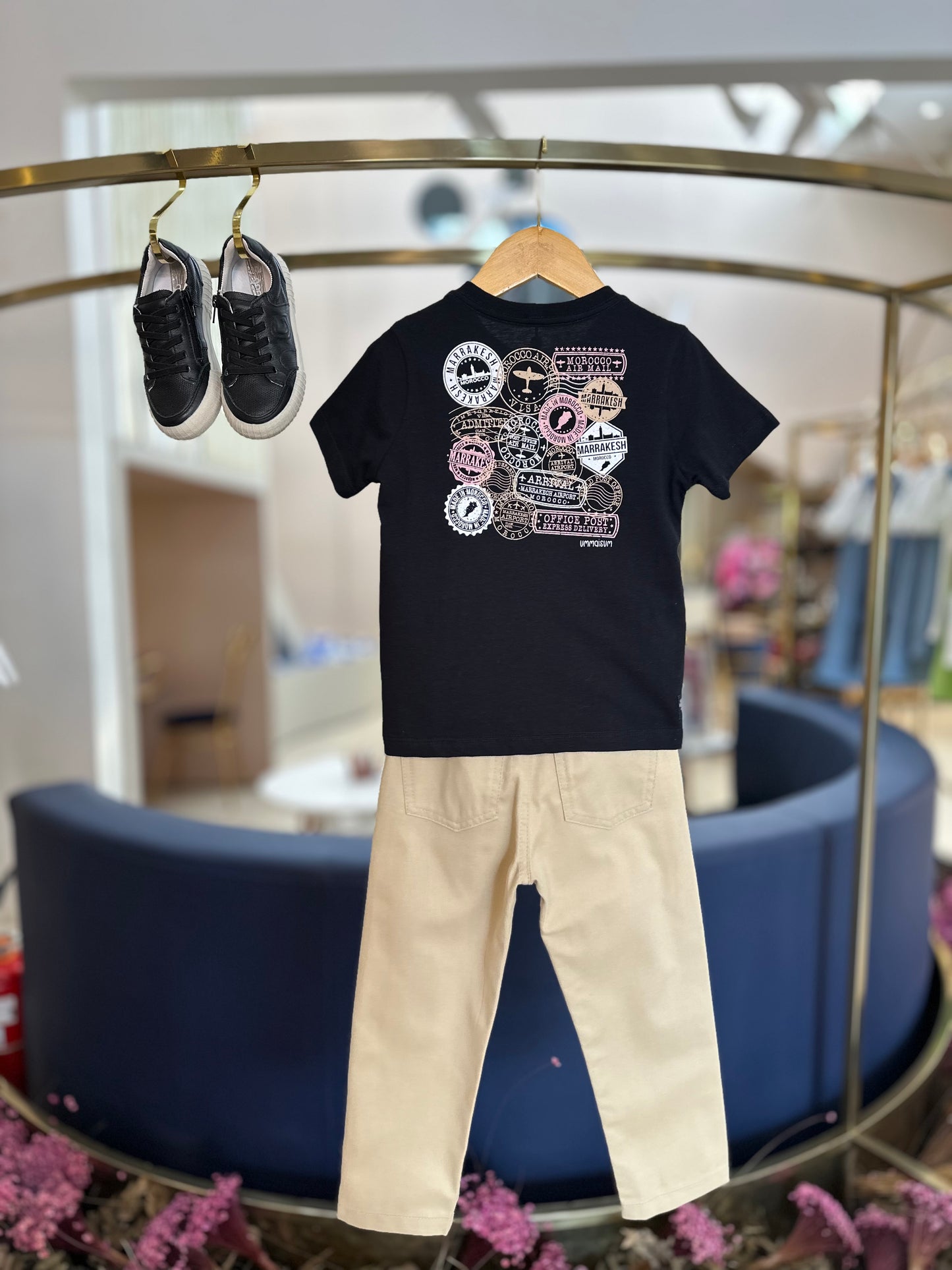 Calça Infantil Social Sarja Bege - Um Mais Um