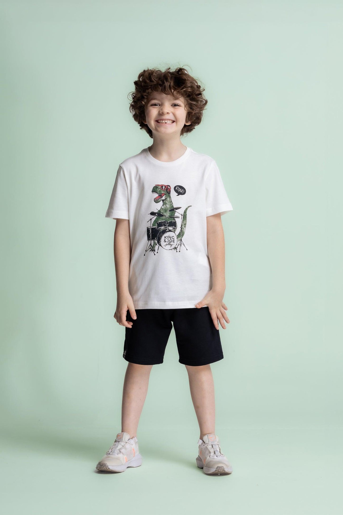 Conjunto t-shirt e bermuda moletom Dino King & Joe Play - Gracia