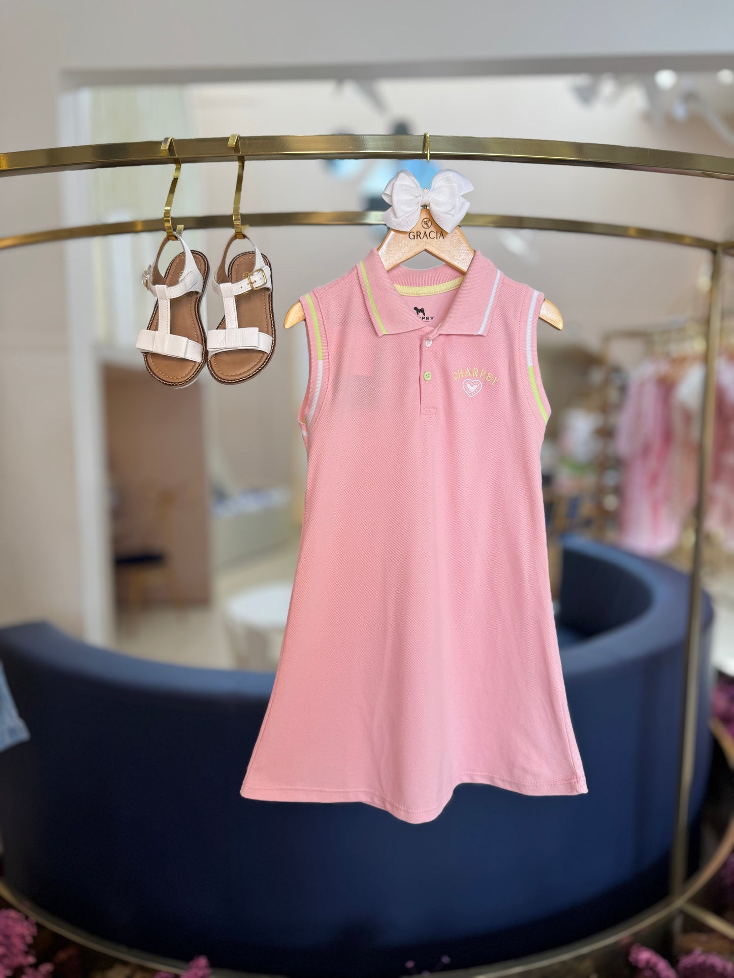 Vestido Infantil Piquet Tennista Rosa - Charpey
