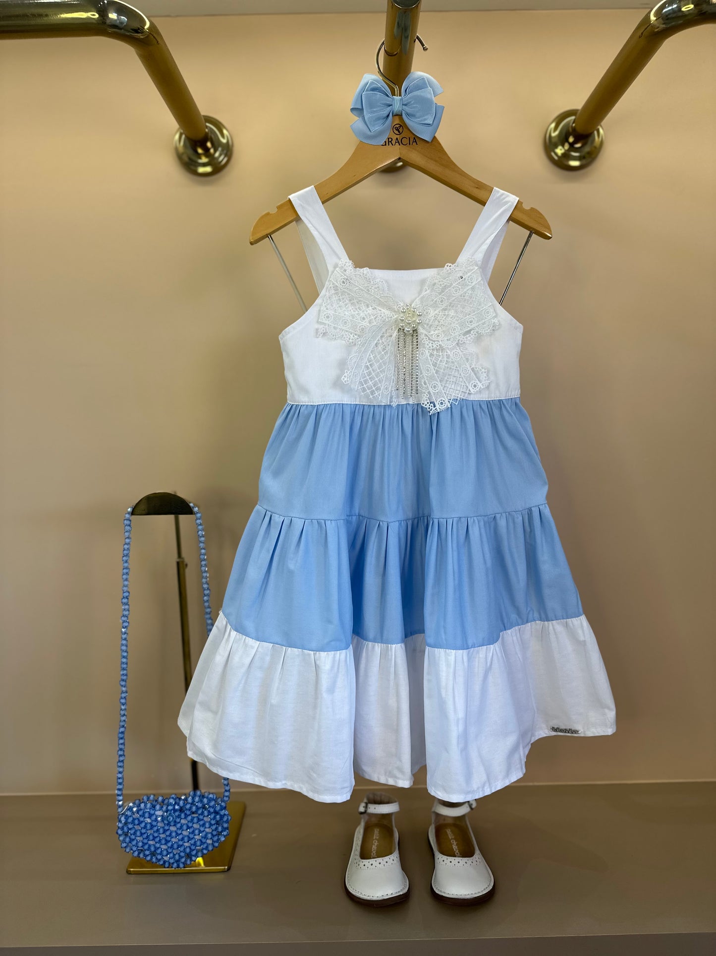 Vestido Infantil Laço de Renda Dois Amores - Luluzinha