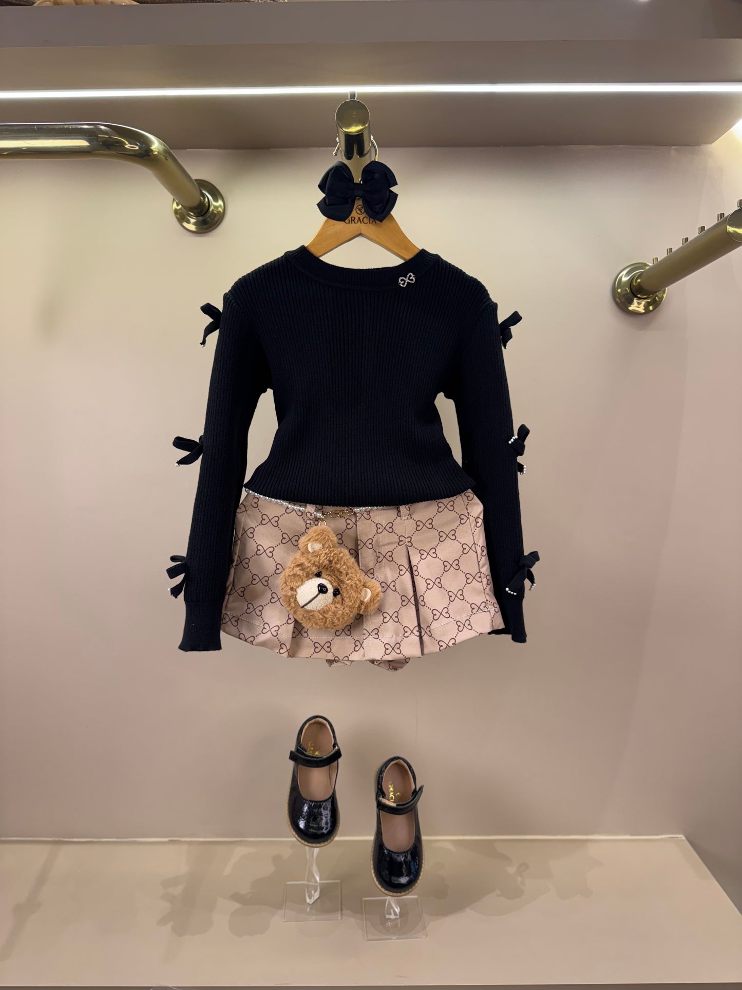 Blusa Infantil ML Preta Lacinhos - Luluzinha