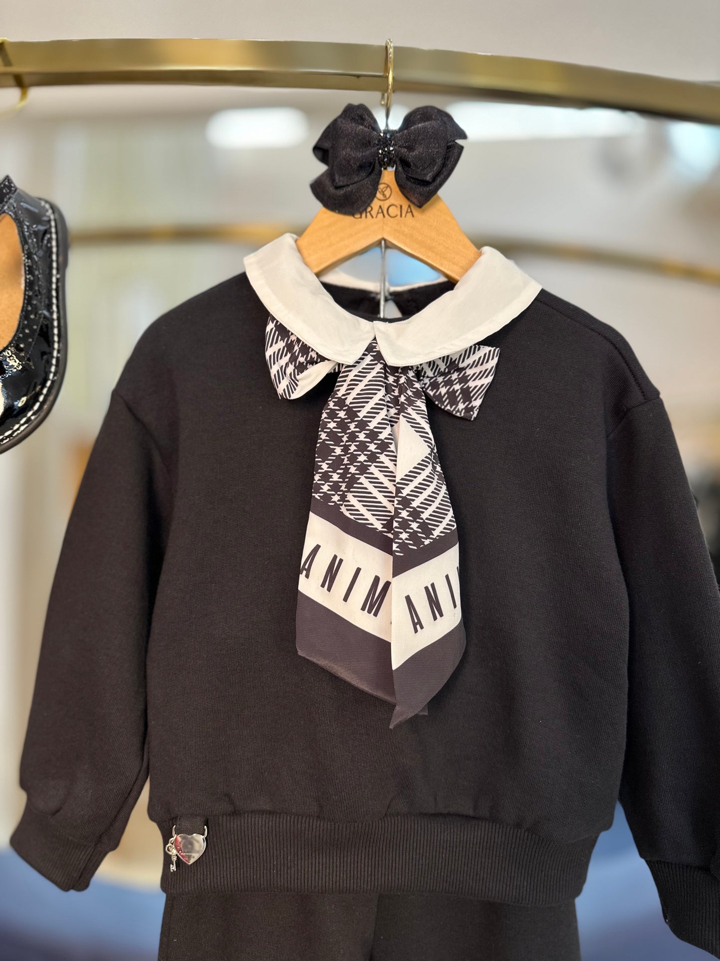 Conjunto Infantil Moletom Casaco Gola Laço e Calça - Animê