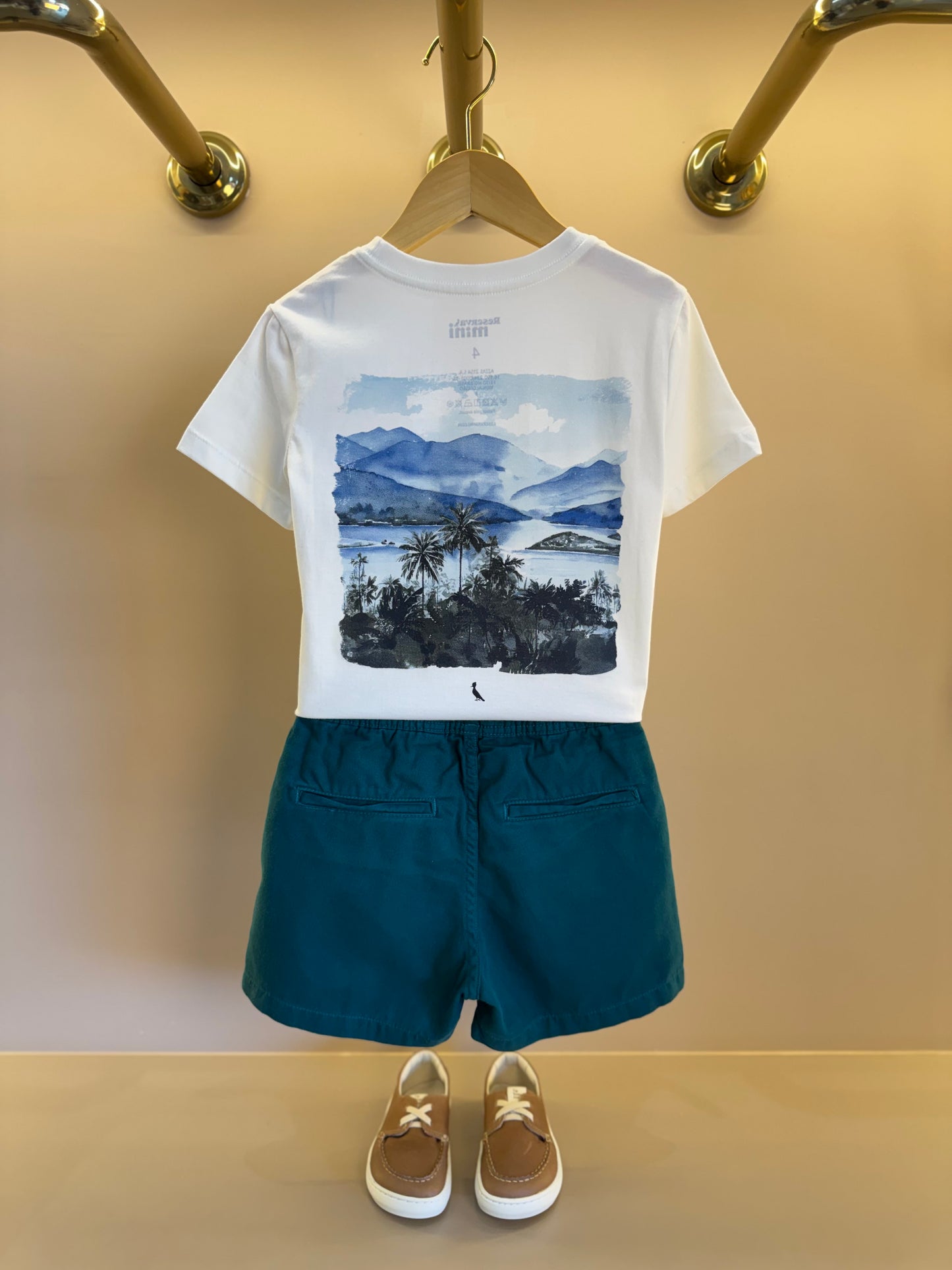 Camiseta Infantil Off White Montanhas Costas - Reserva Mini