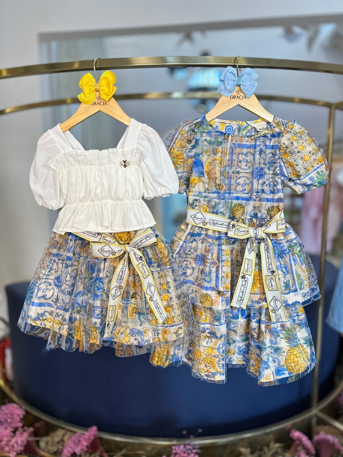 Conjunto Infantil Blusa Babados e Saia Tule Abelhinhas - Animê