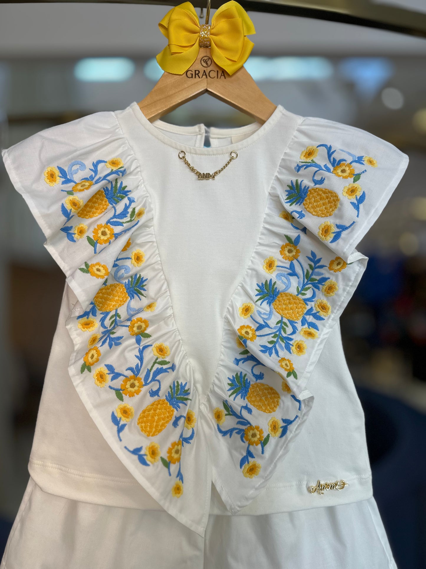 Conjunto Infantil Conceito Abacaxi Blusa e Shorts - Animê
