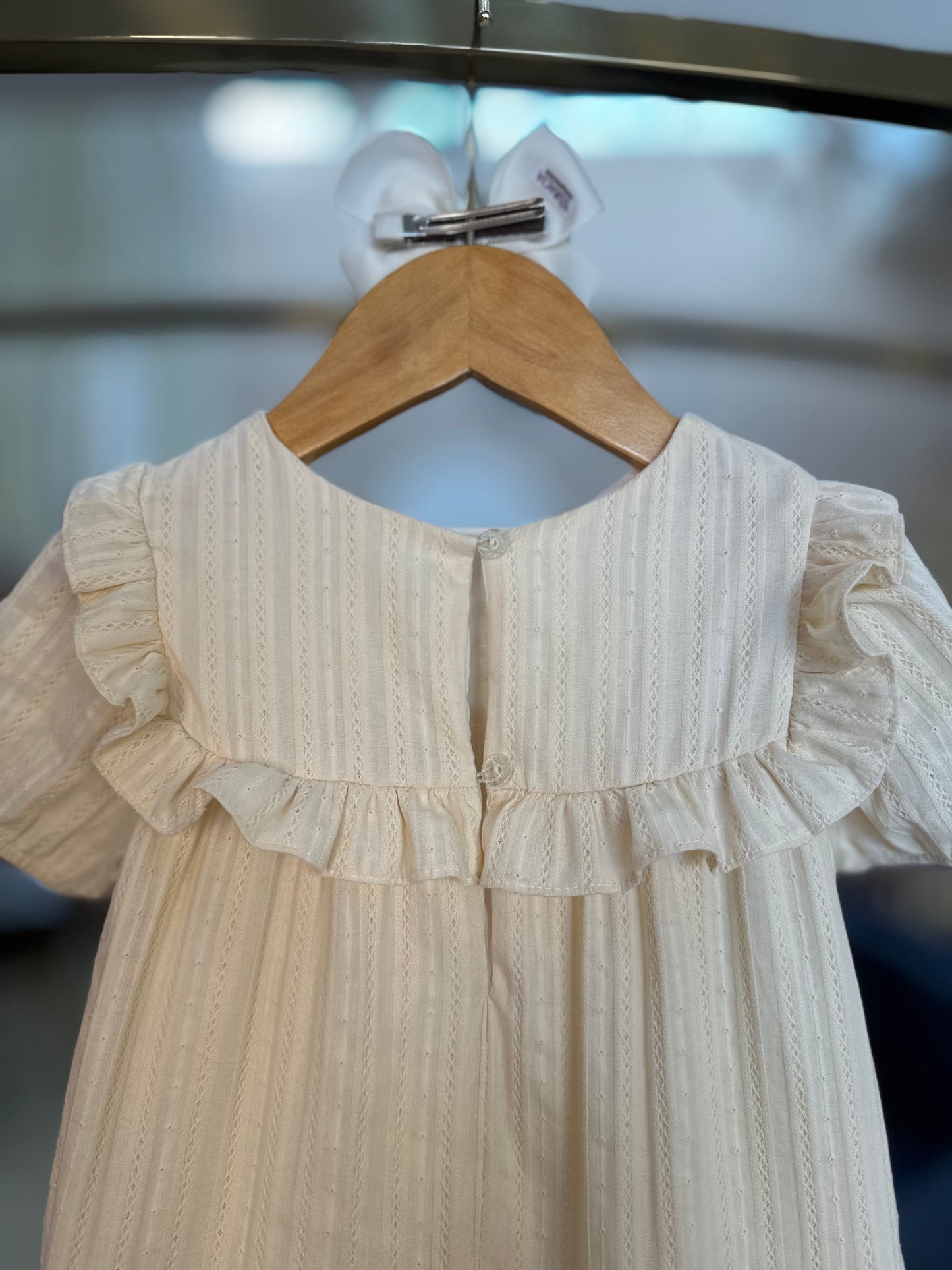 Vestido Infantil de Algodão Giardino Bege - Petit Cherie