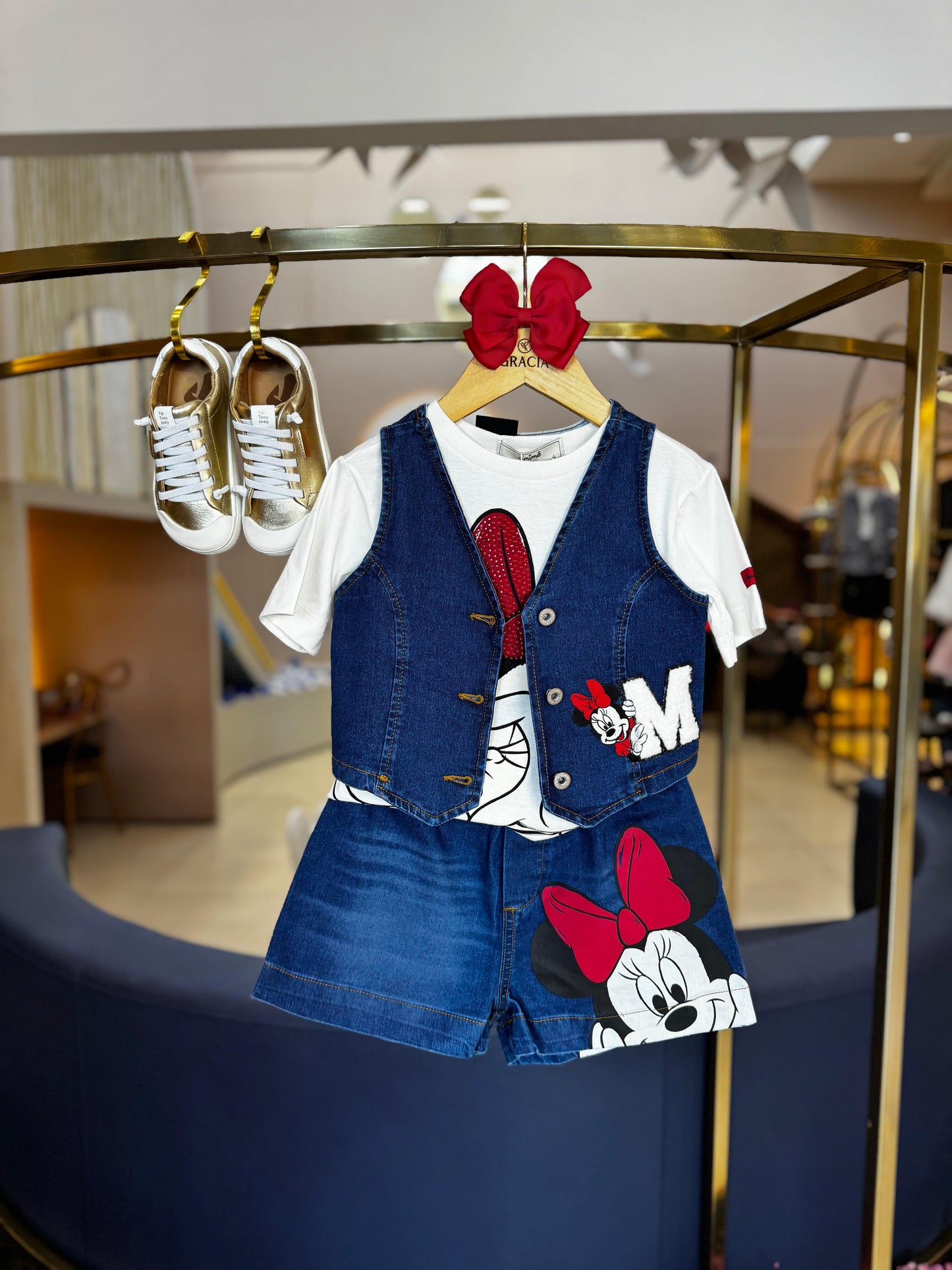 Colete Jeans Mickey e Minnie Animê - Gracia