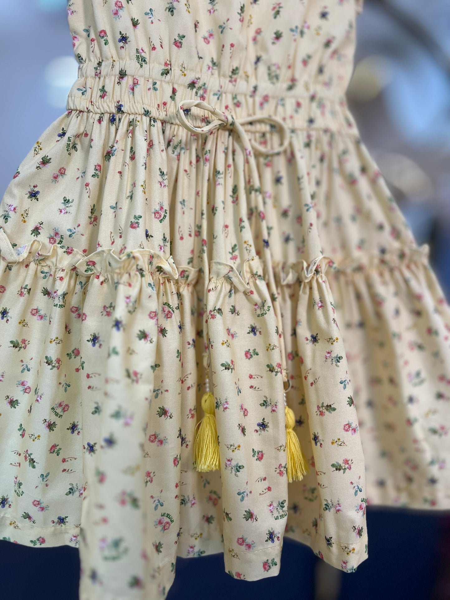 Vestido Bebê de Algodão Estampa Floral Amarelo - Um Mais Um