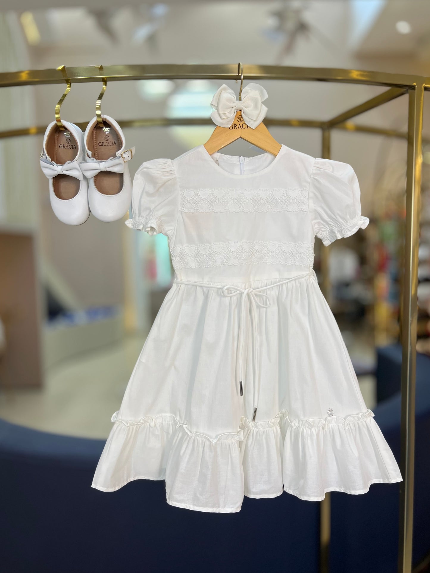 Vestido Infantil Midi Algodão com Renda Coração - Um Mais Um