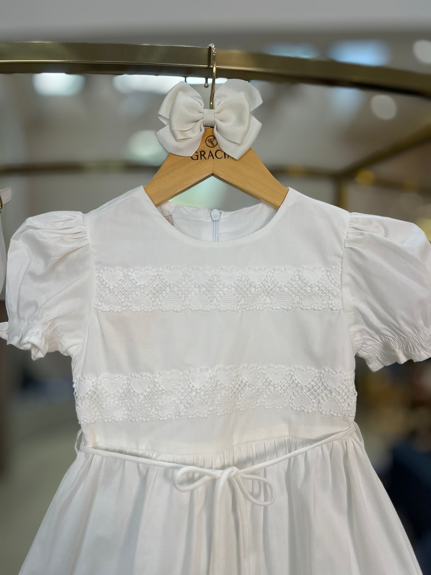 Vestido Infantil Midi Algodão com Renda Coração - Um Mais Um