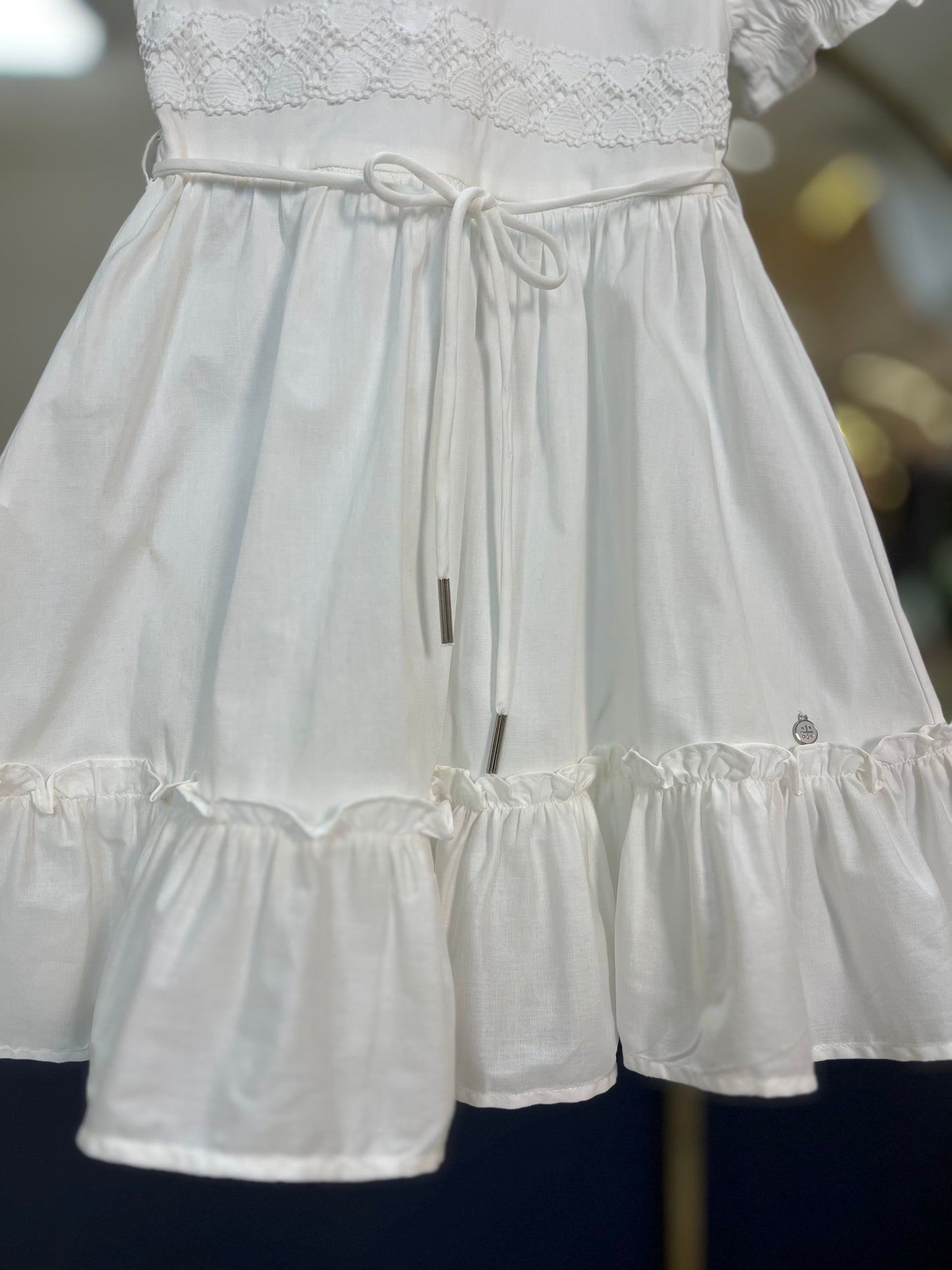 Vestido Infantil Midi Algodão com Renda Coração - Um Mais Um