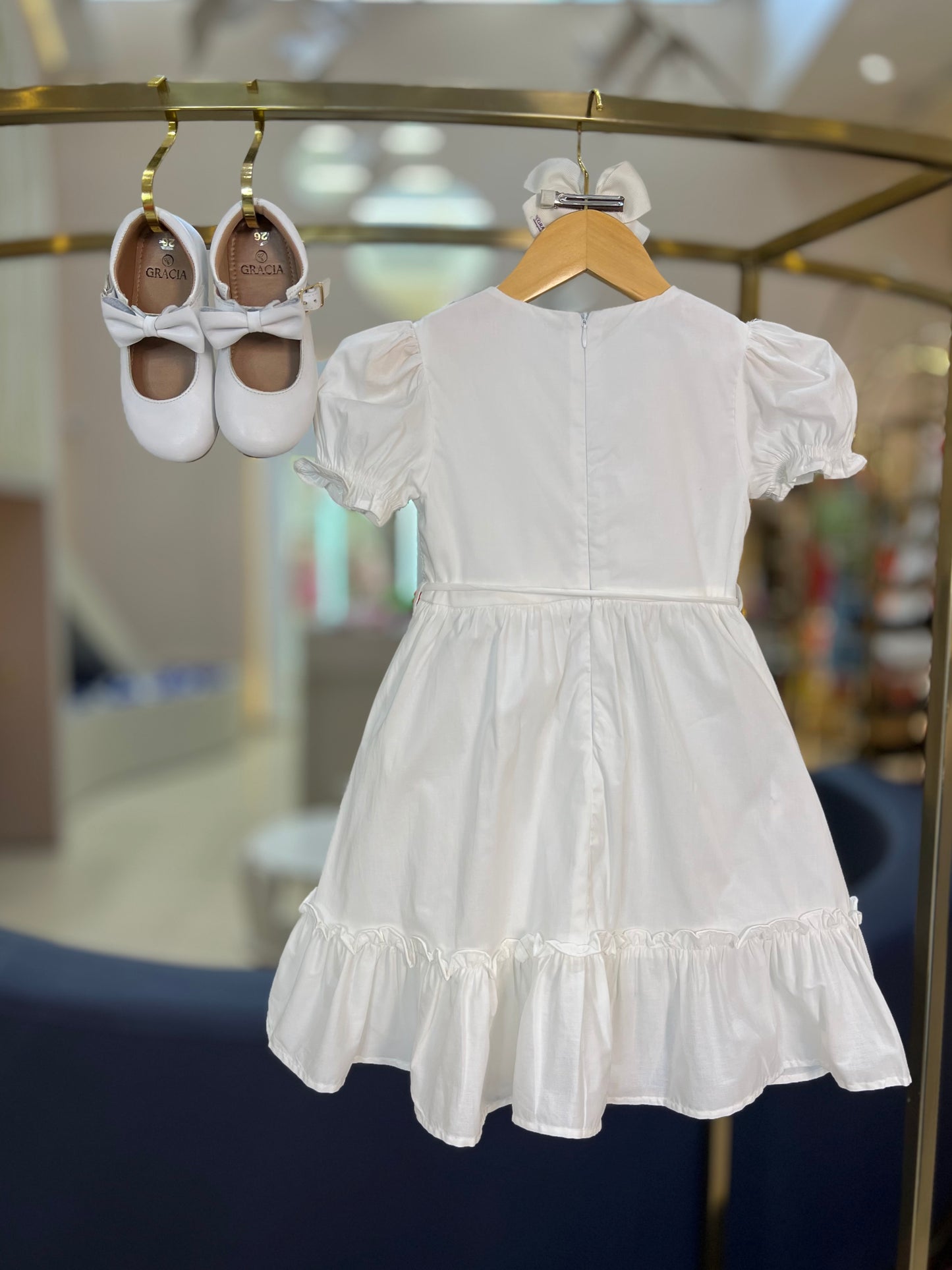 Vestido Infantil Midi Algodão com Renda Coração - Um Mais Um