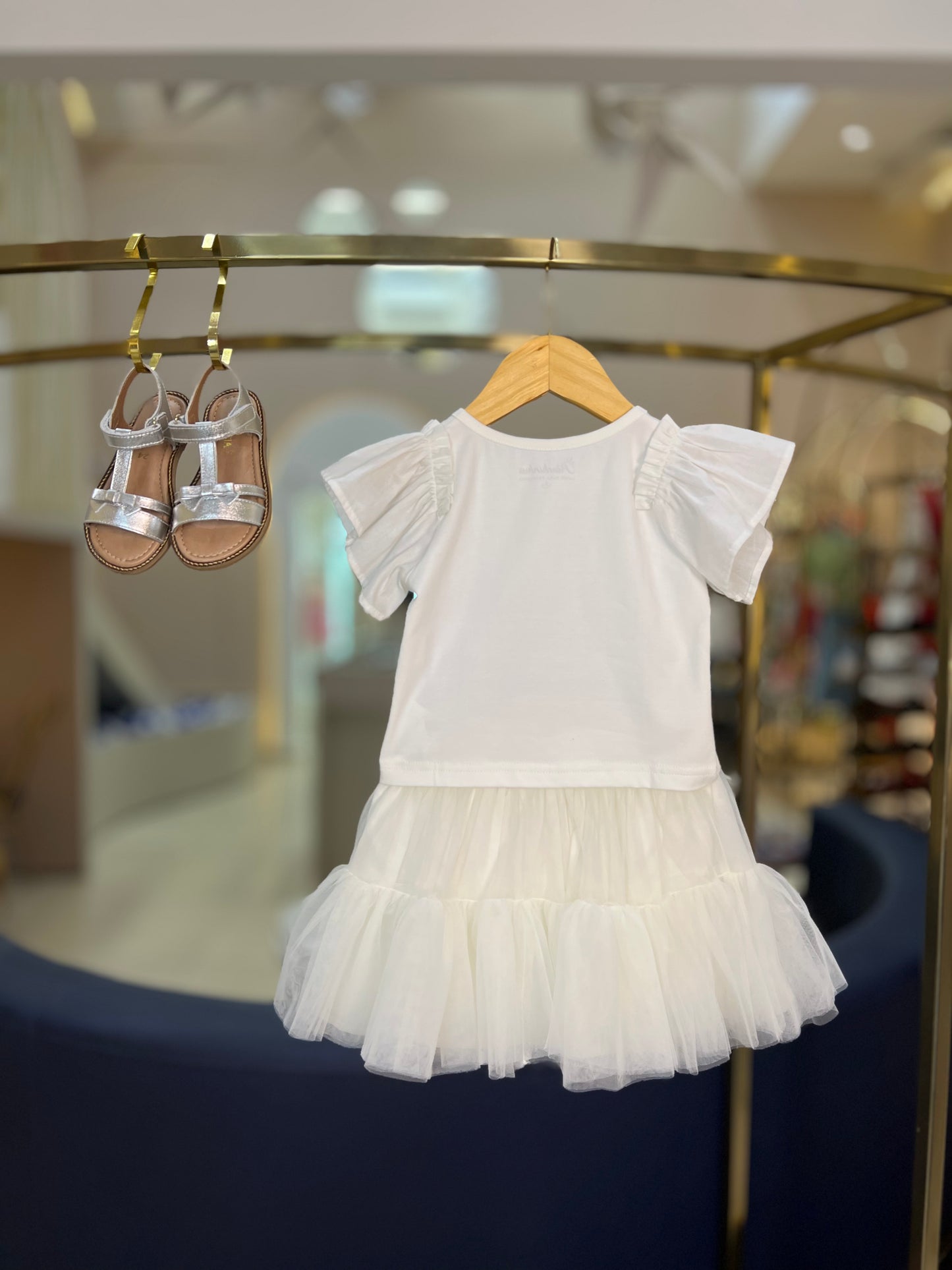 Conjunto Infantil Blusa Coração e Saia-shorts de Tule - Pituchinhus