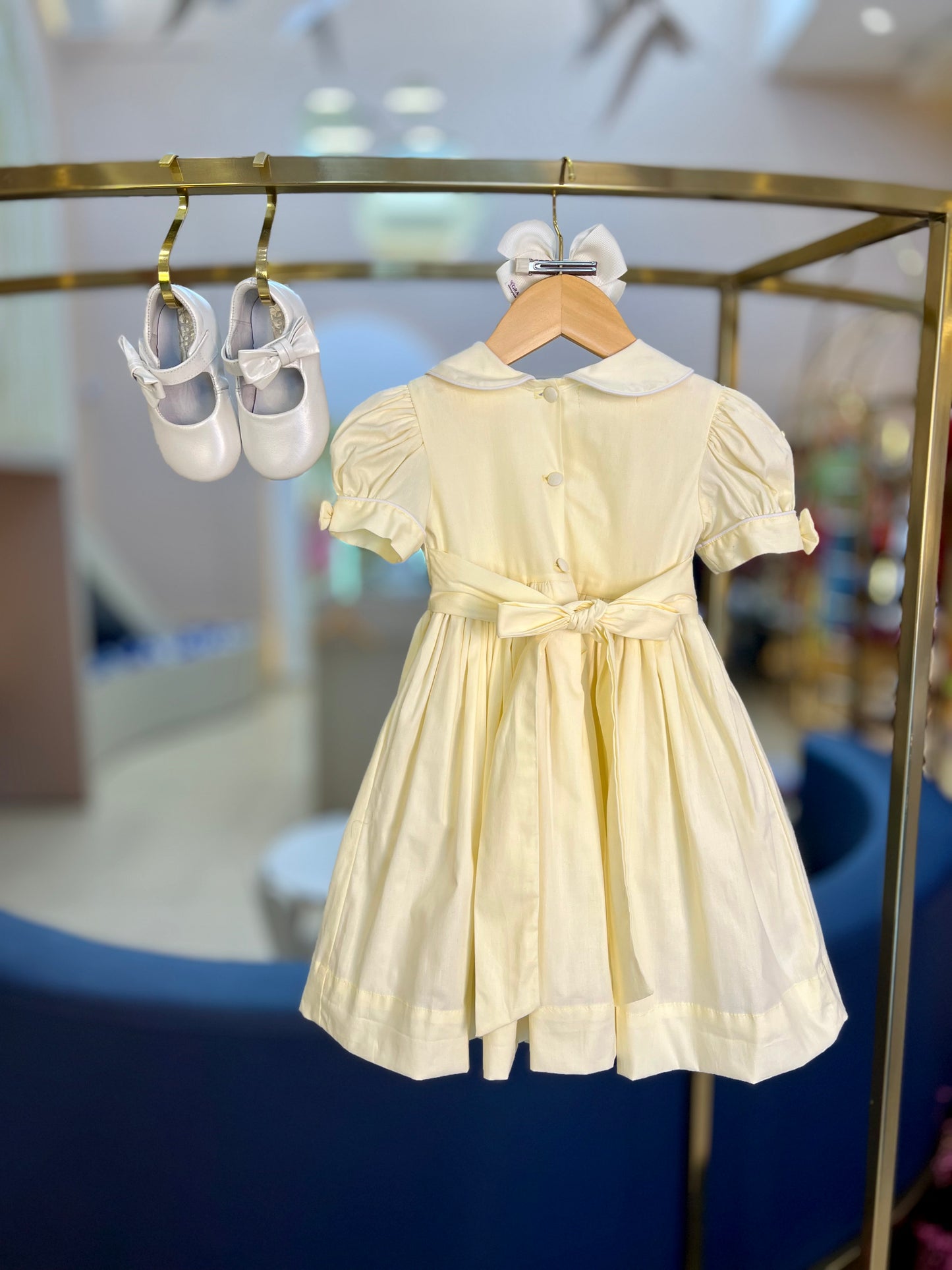 Vestido Infantil Algodão Bordado Borboleta Amarelo - Gracia