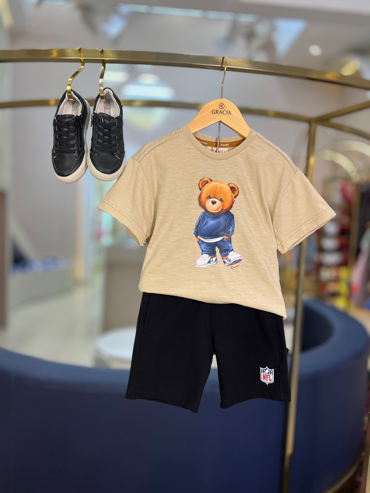 Bermuda Infantil Futebol NFL Preta - Dame
